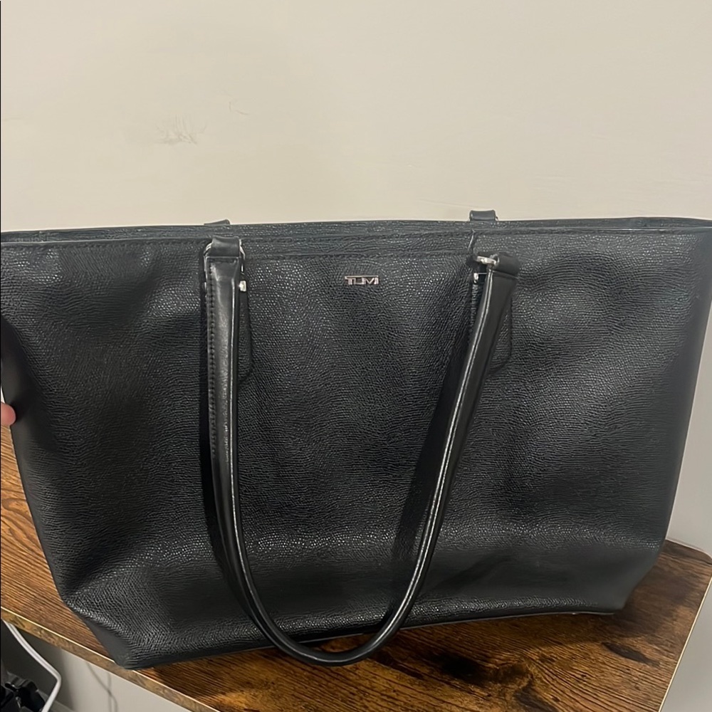 Tumi Black Leather Computer Bag